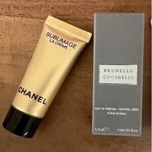 Chanel Sublimage La Crème travel-size Brunello Cucinelli Eau de Parfum Vial